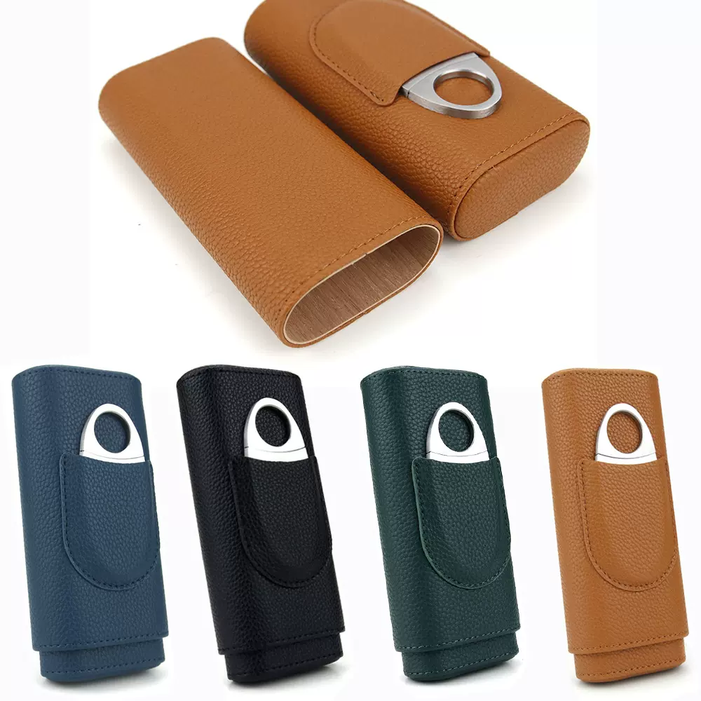 工厂直销新款雪茄便携盒荔枝纹三支装轻薄耐压保湿套时尚个性烟包