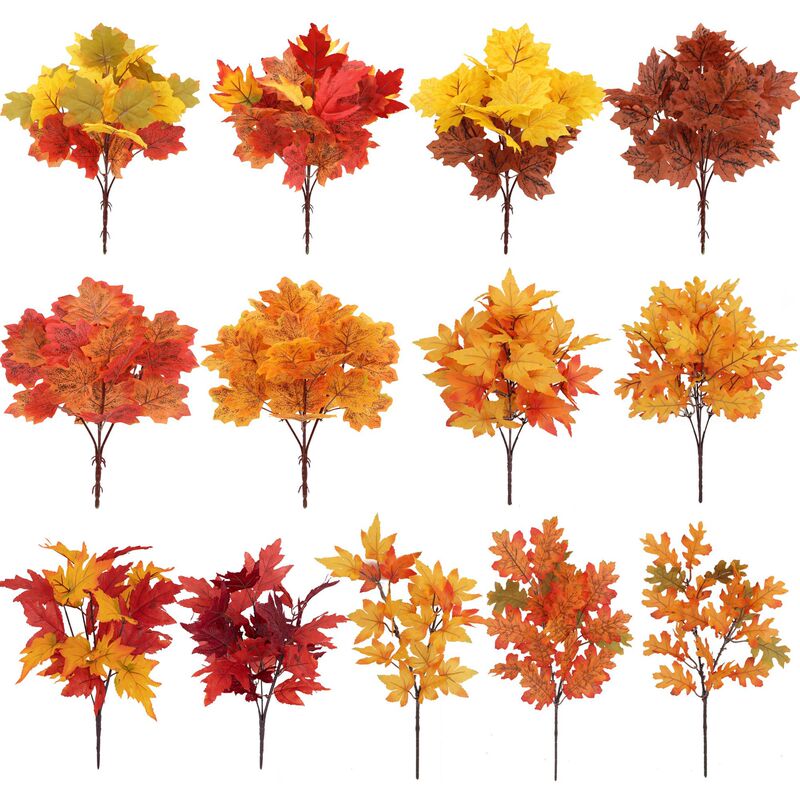 Halloween Autumn Simulation Maple Leaf Home Scene Arrangement Decoration Fake Flowers Thanksgiving Flower Arrangement Artificial Green Plants Wholesale