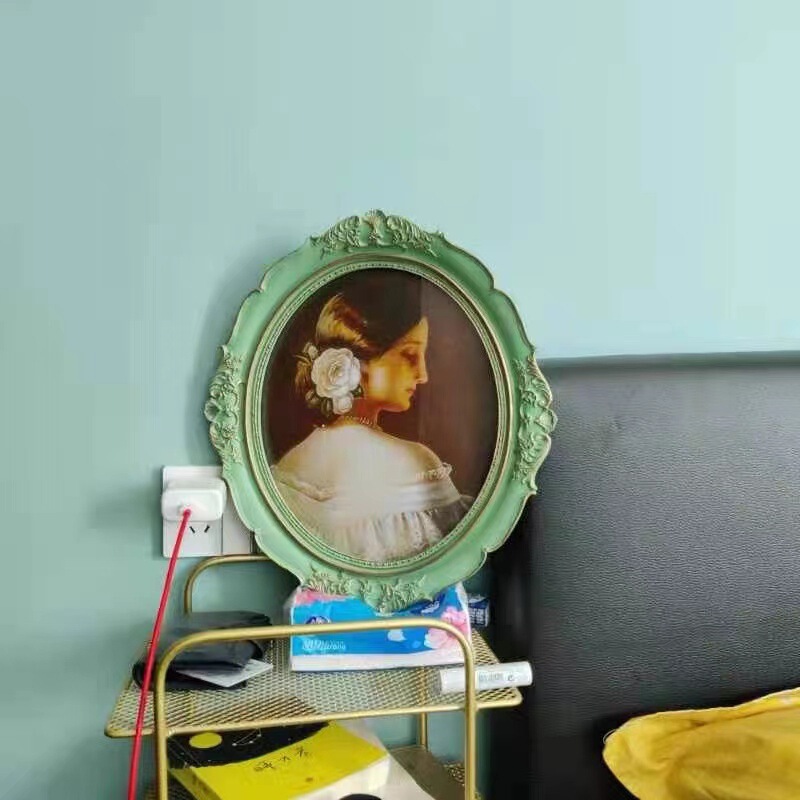 European Style Bedroom Wall Oval Resin Decoration Hanging Picture Frame Sofa Combination Porch Wall Hanging Resin Photo Frame