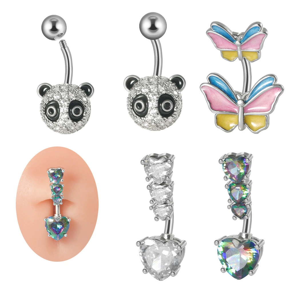 (Cross-border trading), long belly button piercing drop-shaped with zircon