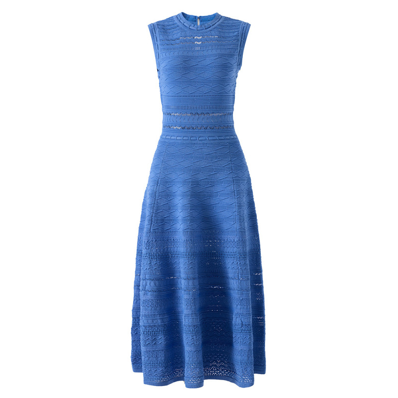 Light luxury textured knitted slim-fit women's French-style commuter dress, foreign trade mixed batch, crochet round-neck sleeveless dress 26310 Light luxury textured knitted slim-fit women's French-style commuter dress, foreign trade mixed batch, crochet round-neck sleeveless dress 26310
