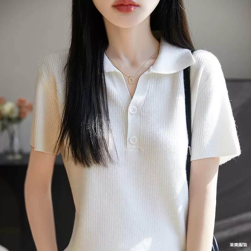 Весенний и летний новый трикотаж с полукрукавным воротником