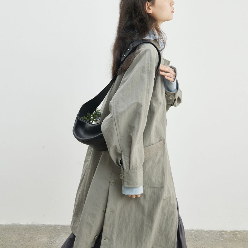 2025英伦风秋季新款翻领风衣女小个子宽松通勤中长款上衣气质外套|undefined