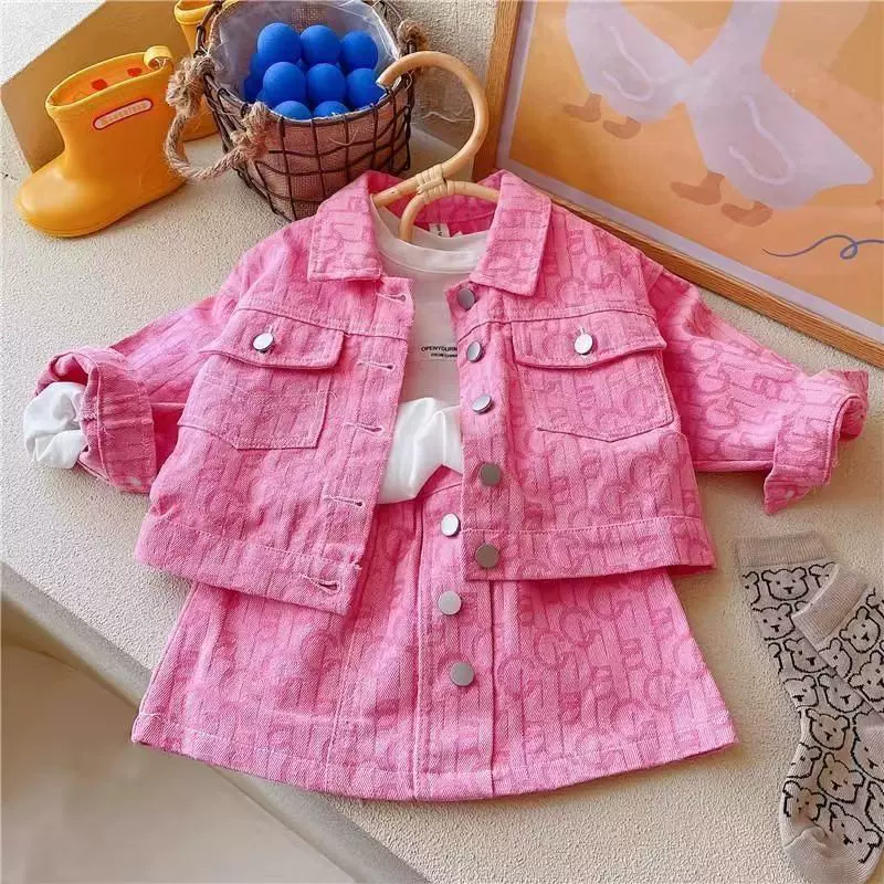 童装女童秋装套装2024新款韩版夹克外套儿童时髦洋气短裙两件套潮