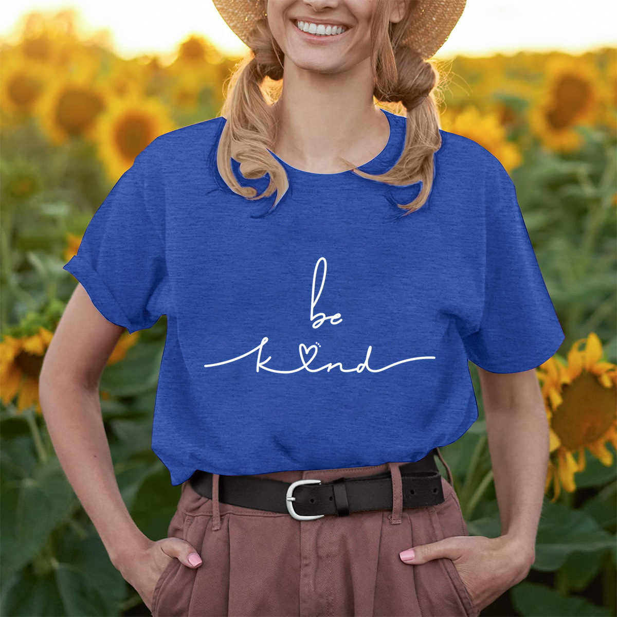 fashionable T-shirt with a round collar