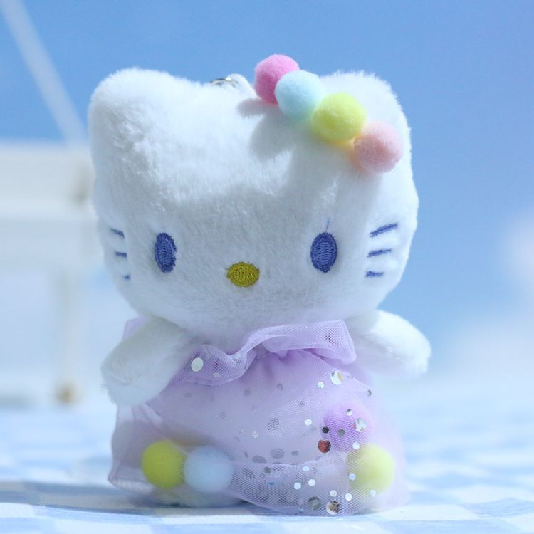 Llavero/colgante para bolso de Hello Kitty, lindo, de dibujos animados, juguete de peluche, gatito, muñeca de trapo.