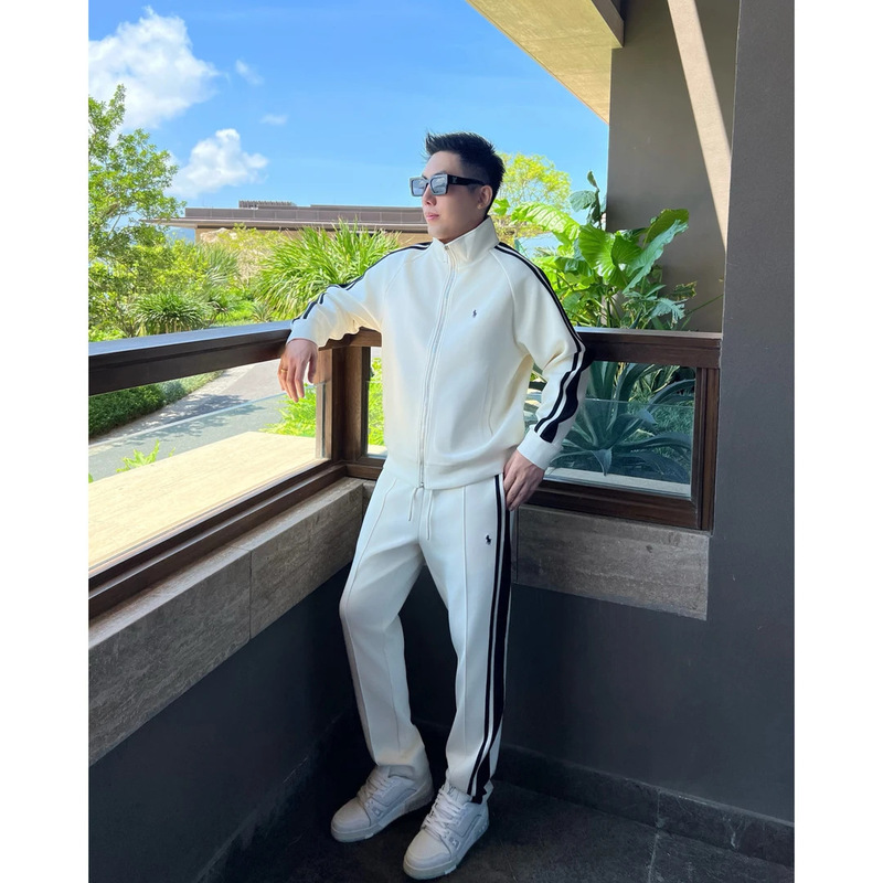 秋季新款男士潮流外套长袖拉链开衫立领时尚长裤百搭纯色休闲套装|undefined
