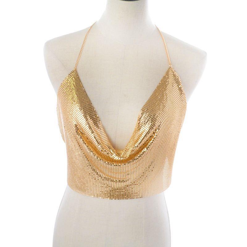 Cadena de metal europea y americana para bikini, cadena corporal, moda de verano, cadena para el pecho, collar tipo sujetador, accesorio para el pecho.