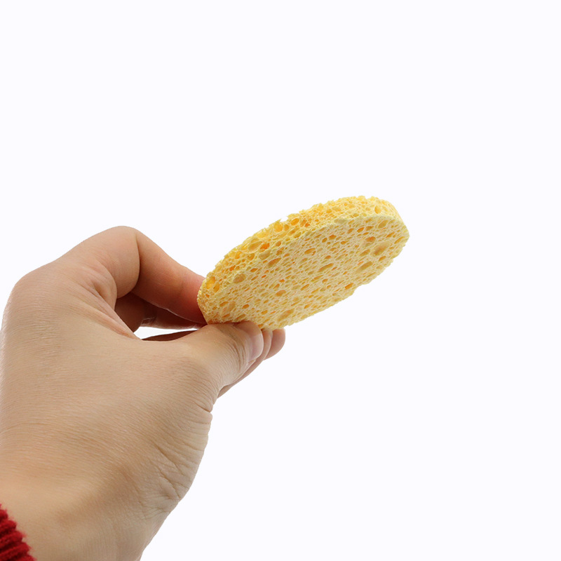 圓形白色木漿棉潔面撲化妝棉粉撲面撲海綿卸妝吸水清潔海綿批發(fā)