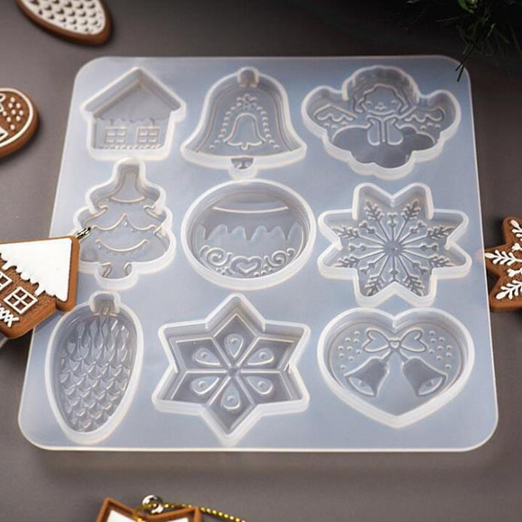 Diy水晶滴ゴム樹脂金型クリスマスツリー雪花ヘラジカペンダントキーホルダーアクセサリーシリコン金型|undefined