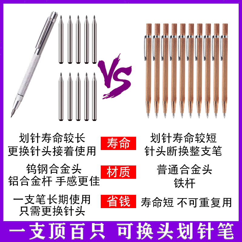 텅스텐 강철 합금 스크라이빙 바늘 교체 가능한 바늘 수입 뾰족한 세라믹 타일 절단 펜 강판 스크라이빙 칼 금속 유물