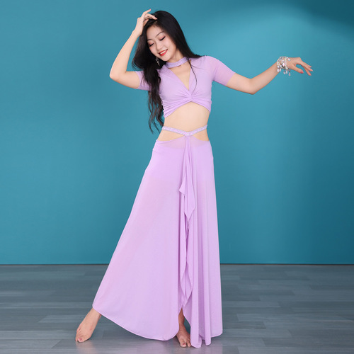 Dancer Belly Dance Costume Summer Practice Suit Water Gauze Oriental Dance Performance Outfit Group Uniform 273+3113