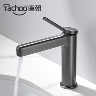 定制简约全铜水龙头洗冷热脸盆水龙头酒店水龙头银灰色厨房水龙头