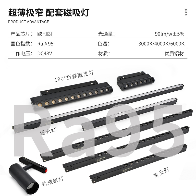 Factory Direct Supply Ultra-Slim 15 Models Mini Magnetic Lights Suitable for Low Ceiling without Main Lights, Narrow Magnetic Track Lights