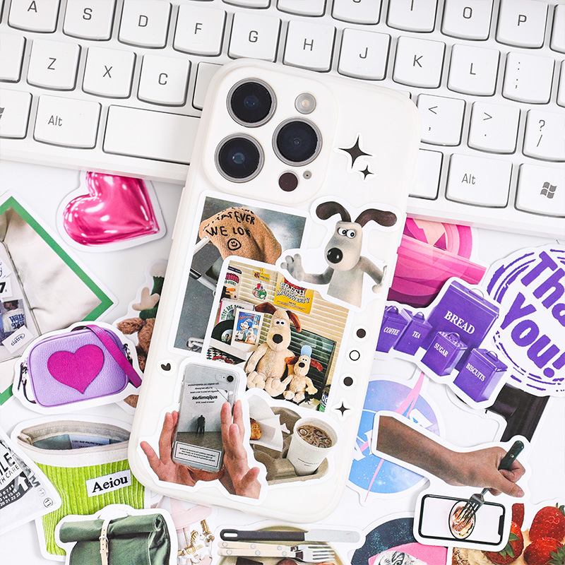 Moda tienda de comestibles pegatinas adhesivas bolsas ins ventilador material pegatinas DIY diario decoración pegatinas papelería