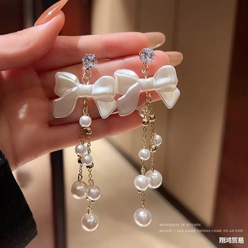 Европейские и американские ретро длинные жемчужные серьги с кисточками