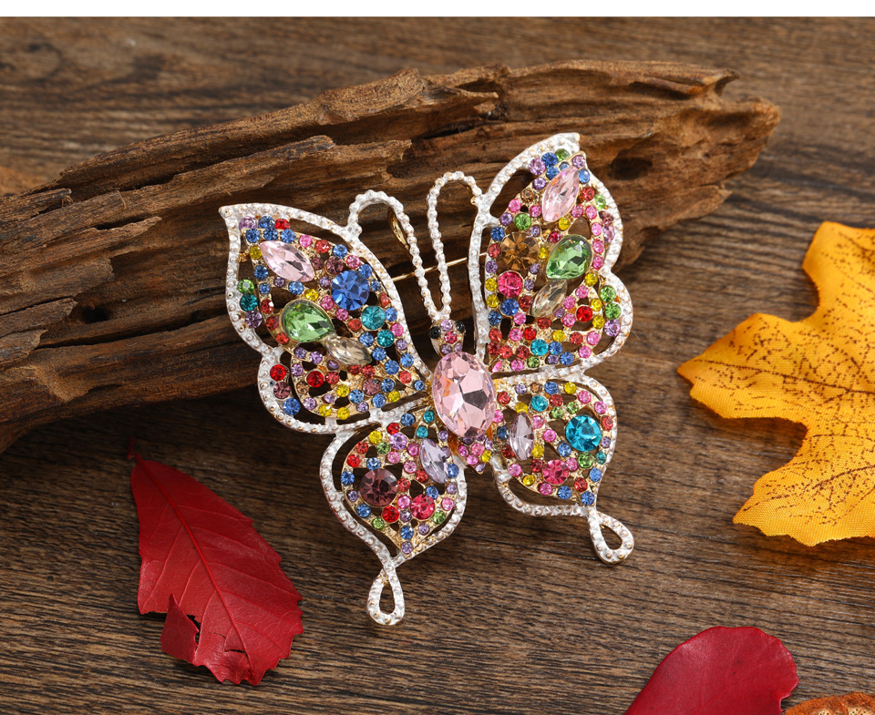 40g Weight Artificial Gemstones Inlay Material Brooches Classification Daily Occasion Alloy Material Butterfly Pattern Unisex Gender Metal Design Korean Style Style Korean Style Pin Butterfly Alloy Metal Artificial Gemstones Unisex Brooches 3