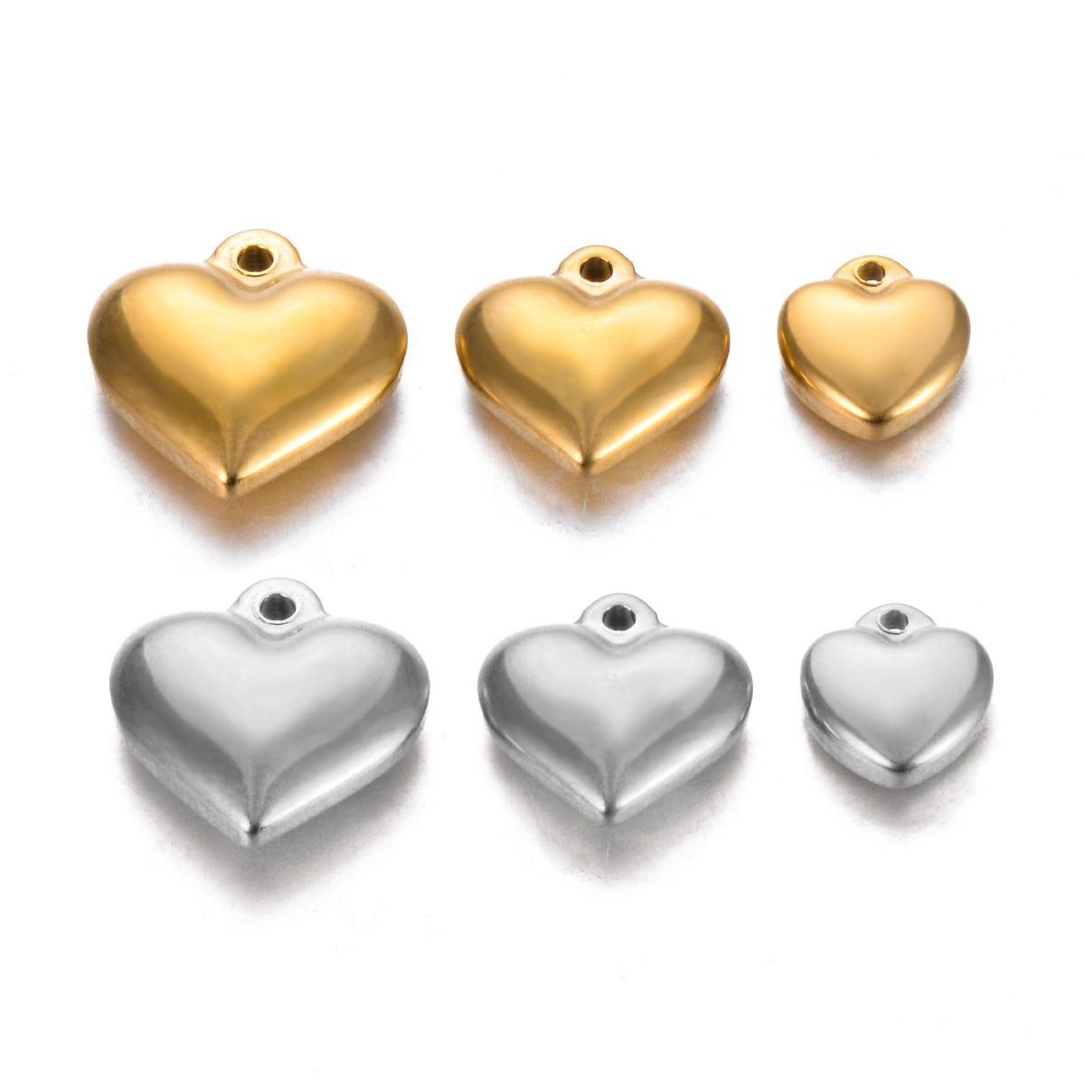 304 Stainless Steel Material 10 PCS/Package Stainless Steel Heart Shape Pendant