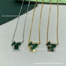 常青藤系列高版本25年罗家玫瑰项链三叶草孔雀石带钻明星汤唯同款