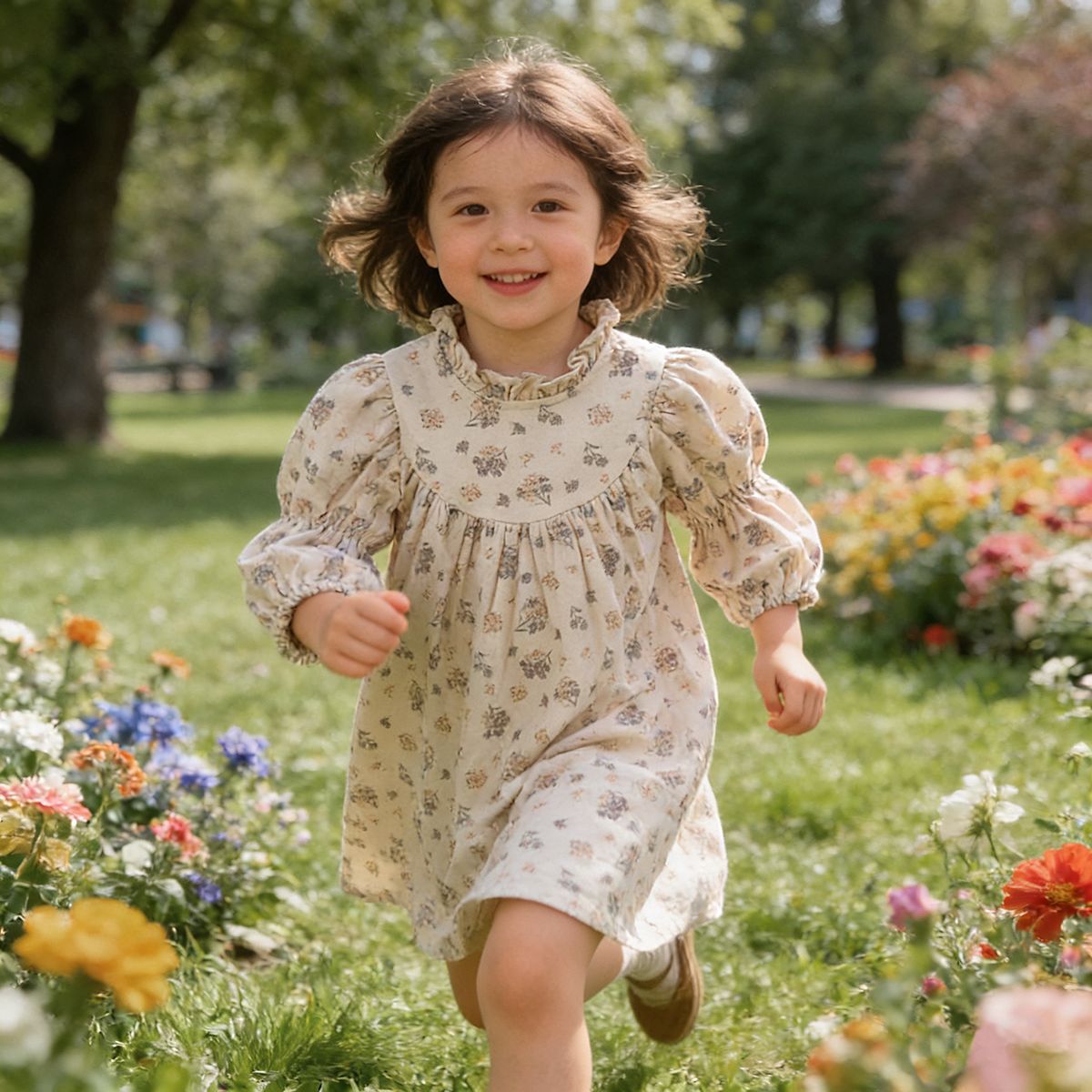 2026 Spring Baby Retro Floral Dress Toddler Girl Palace Bud Collar Princess Dress Lady Long Skirt