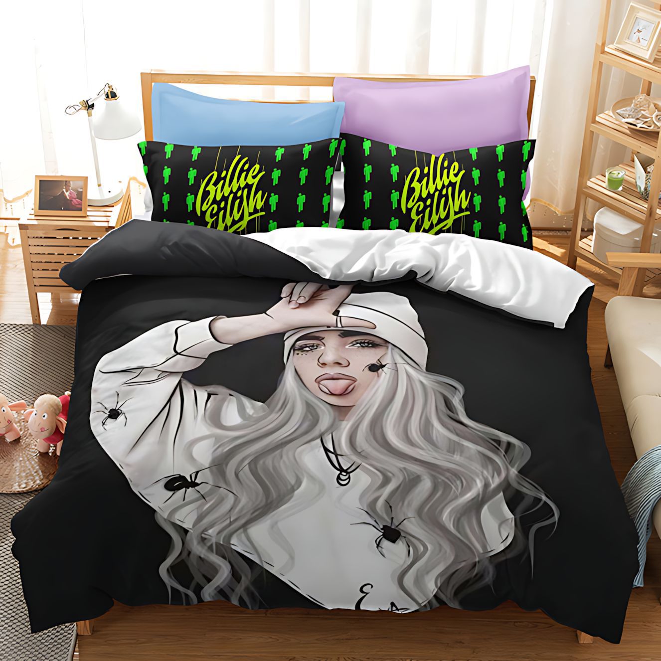 TEMU / JIT cross-border chica temática patrón de impresión digital edredón suave conjunto de ropa de cama estilo nórdico