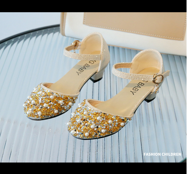Pearl Water Diamond Princess Schuhe, Flachmund-Mode-Mädchensandalen, Mittelgroße High Heels, Sommer-Kinderschuhe_voghion.com
