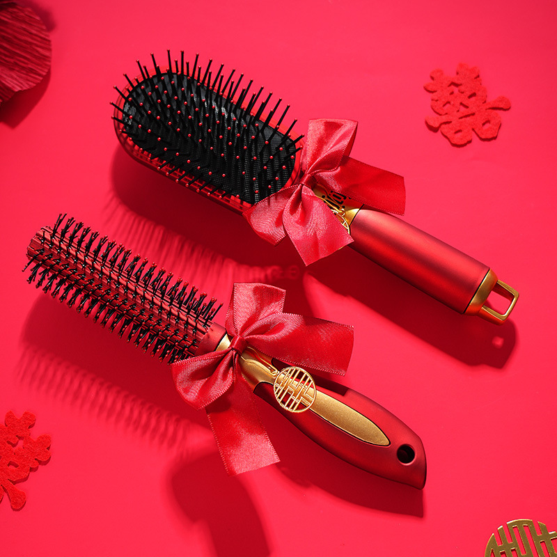 Comb wedding dowry wedding women's special long hair a pair of red air cushion scalp massage airbag comb household roller comb Comb wedding dowry wedding women's special long hair a pair of red air cushion scalp massage airbag comb household roller comb