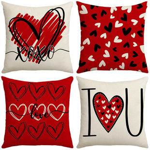 Linen Christmas Pillowcase Cushion Cover Amazon Cross-Border Home Decor Printed Sofa Decoration Christmas Atmosphere