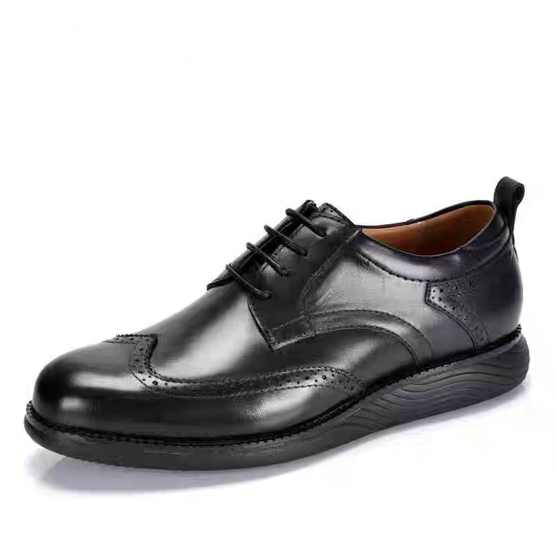 ShoeVault Brand Top Layer Cowhide Professional Men's Leather Business Elegant Gentleman Lace-up Simple Derby Shoes Customization_voghion.com