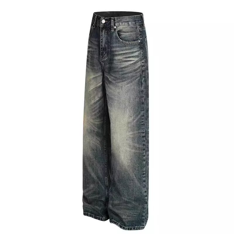 Unisex Retro Washed Distressed Whiskered Jeans 2025 Loose Wide Leg Midweight Straight Pants Versatile Trousers for All_mkmklike.com