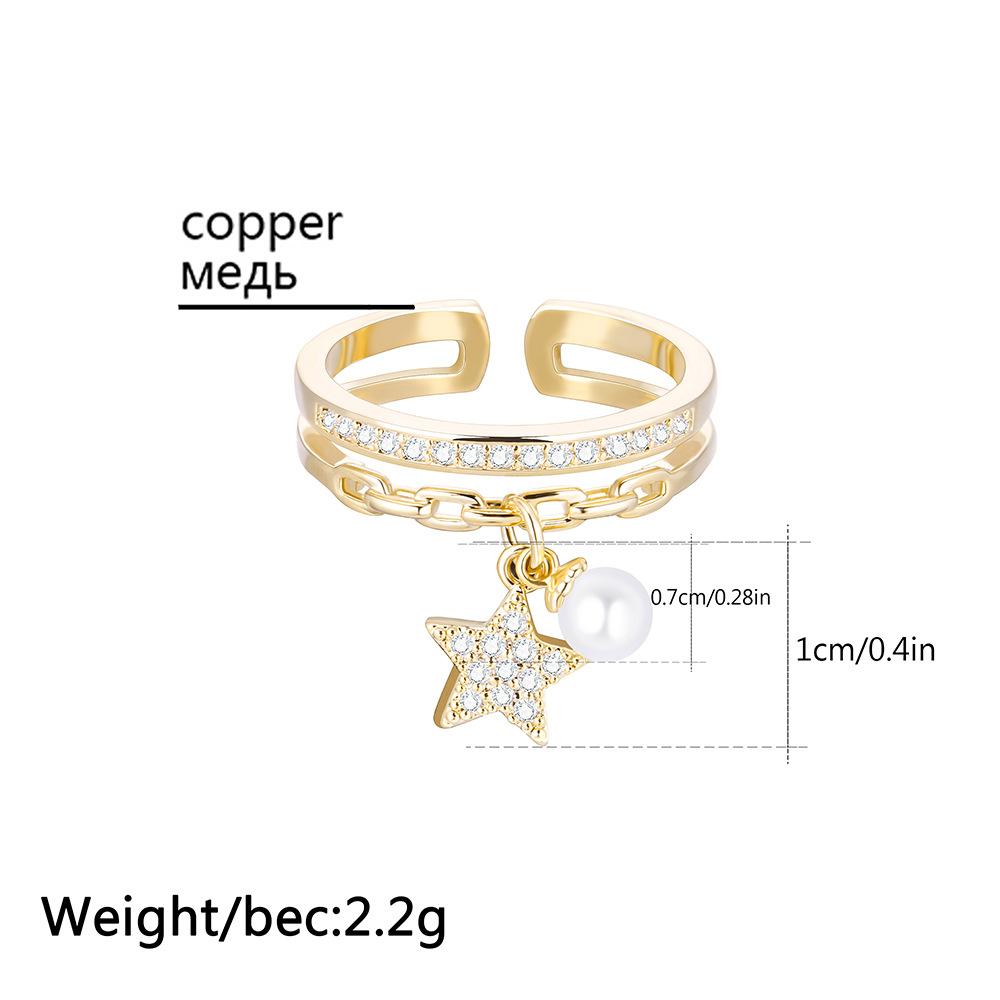 Casual Elegant Star Copper Plating Zircon Charm Rings 1 Piece display picture 1