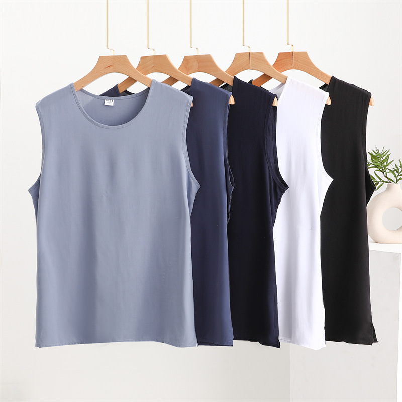 Cotton Silk Vest Middle-aged and Elderly Men's Pajamas Home Sleeveless T-shirt Artificial Cotton Pajamas Thin plus size Top Sweatshirt Cotton Silk Vest Middle-aged and Elderly Men's Pajamas Home Sleeveless T-shirt Artificial Cotton Pajamas Thin plus size Top Sweatshirt