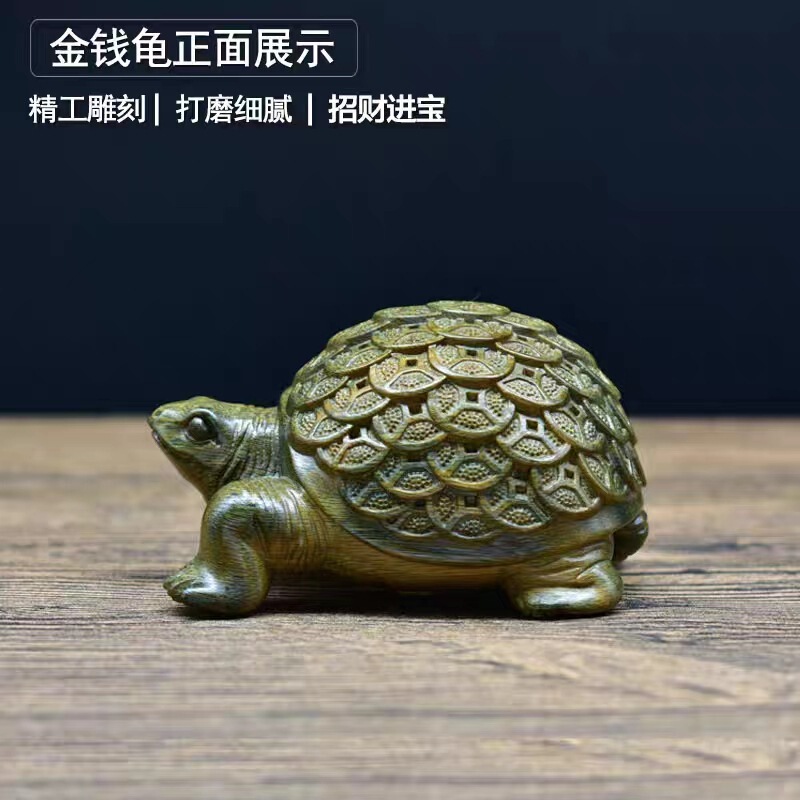 崖柏の木彫りのお金のカメの置物の大きい小さいサイズの長寿のカメのお茶は文をかわいがって家庭の事務装飾の工芸品を遊びます。|undefined