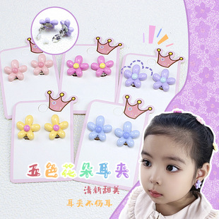 Children's ear clip anti-pain girl's retro earless earrings little girl's square earrings baby earrings cute jewelry