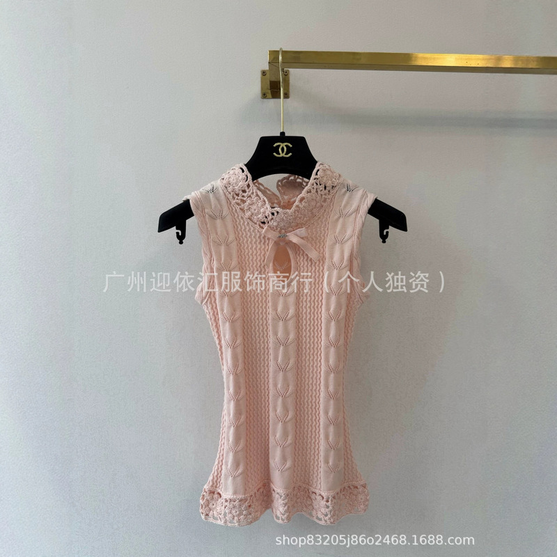 Shenzhen Nanyou~CH brand top version summer hollow crochet short-sleeve knit top for women, white jacquard round-neck top Shenzhen Nanyou~CH brand top version summer hollow crochet short-sleeve knit top for women, white jacquard round-neck top