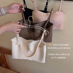 U-shaped large backless beautiful back underwear for women, seamless small breasts, gathered summer thin steel ring bra, anti-exposure tube top
