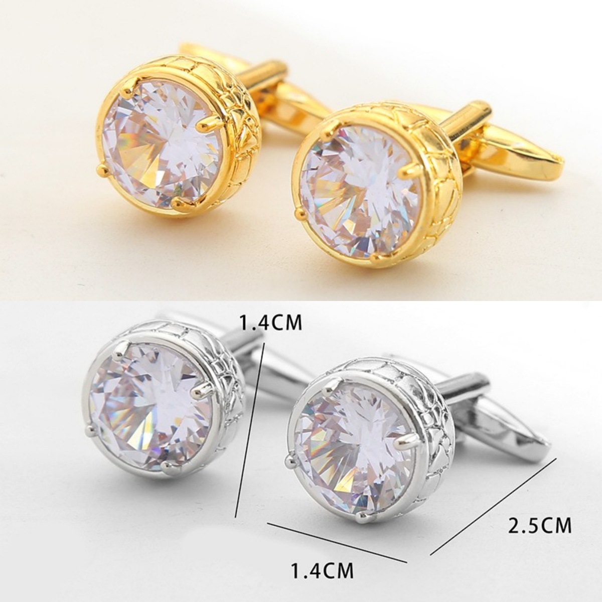 Cufflinks men's light luxury women's large diamond high-end zircon French shirt gem diamond cufflinks suit accessories cross-border