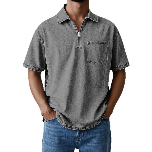 Travel sports polo for leisure with zipper