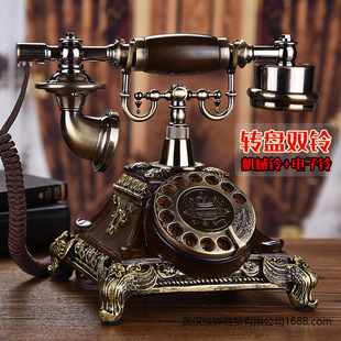 Old-Fashioned Hand-Cranked Telephone European Retro Telephone Landline Home Creative Film and Television Wall-Mounted Tv Series Republic of China