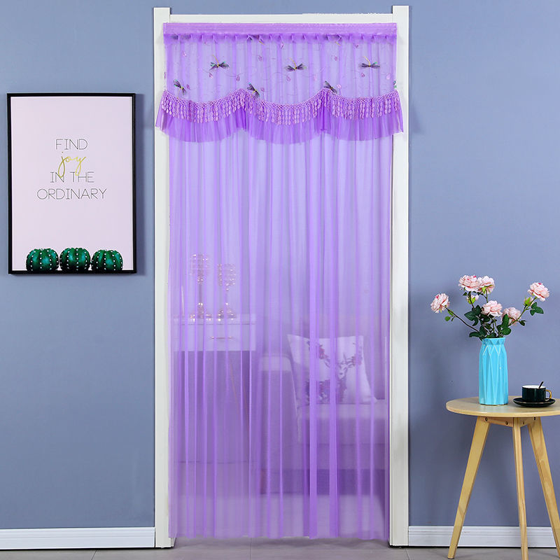 Cortina roja de boda de moda belleza hilo de encaje cortina de puerta dormitorio sala de estar simple cortina de partición a prueba de mosquitos