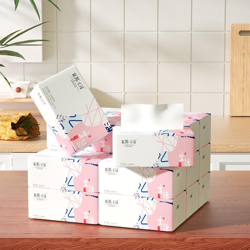 丽邦吸紙トイレットペーパー420枚箱家庭用ペーパータオル拭き紙4層紙抽出バッグナプキン卸売り|undefined