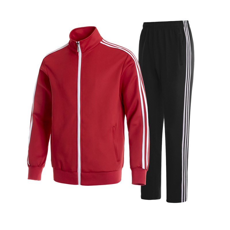 Primavera y otoño transfronterizos tres barras set de ropa deportiva casual hombres cardigans grandes camisetas deportivas uniformes escolares dos sets