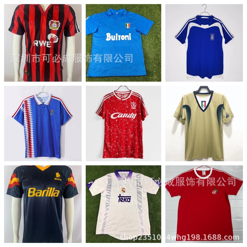 Cross-Border Wholesale of Real Madrid, Barcelona, Roma, Liverpool, and Fiorentina Retro Short-Sleeve Football Jerseys Cross-Border Wholesale of Real Madrid, Barcelona, Roma, Liverpool, and Fiorentina Retro Short-Sleeve Football Jerseys