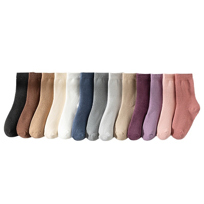 Cross-border autumn and winter children's socks fleece-lined thick warm terry tube baby girls' socks children a cotton socks