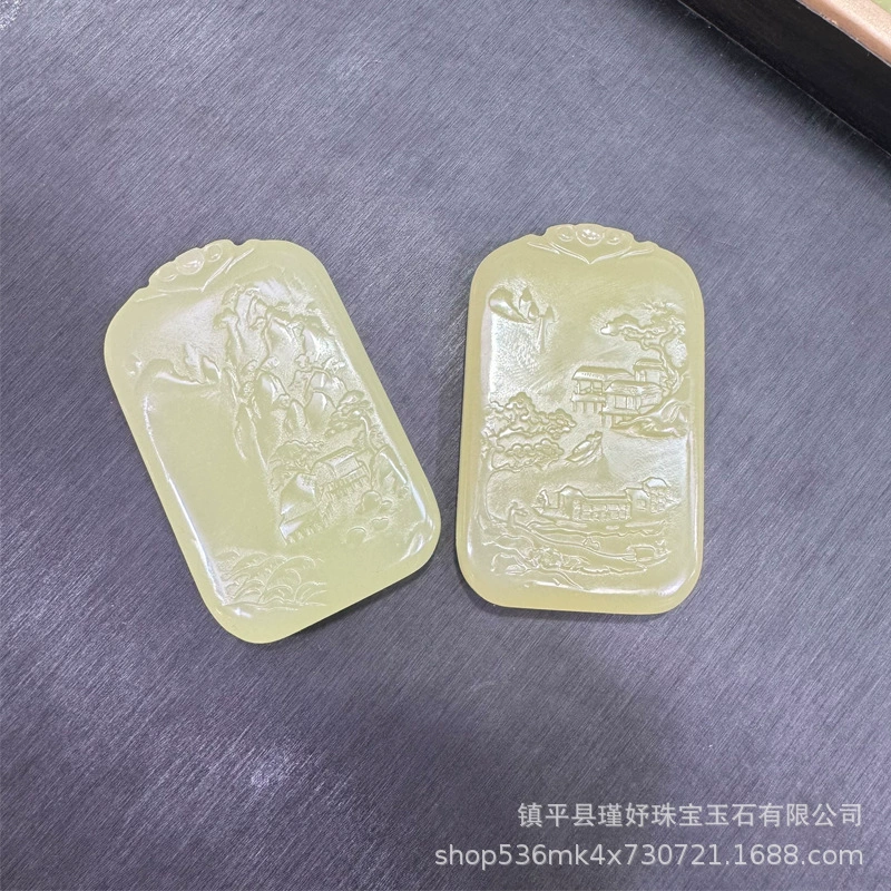 Organic protective amulet, double-sided pendant, carved accessory