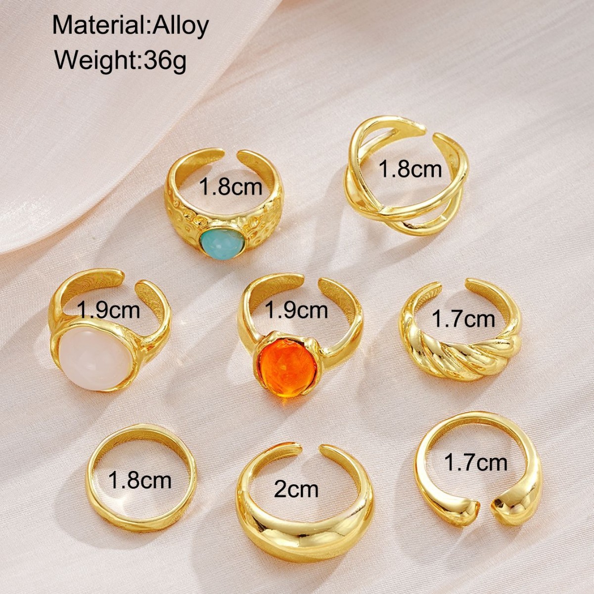 Stackable Ring Set For Women 8-piece Vintage Bohemian Style Rings_voghion.com