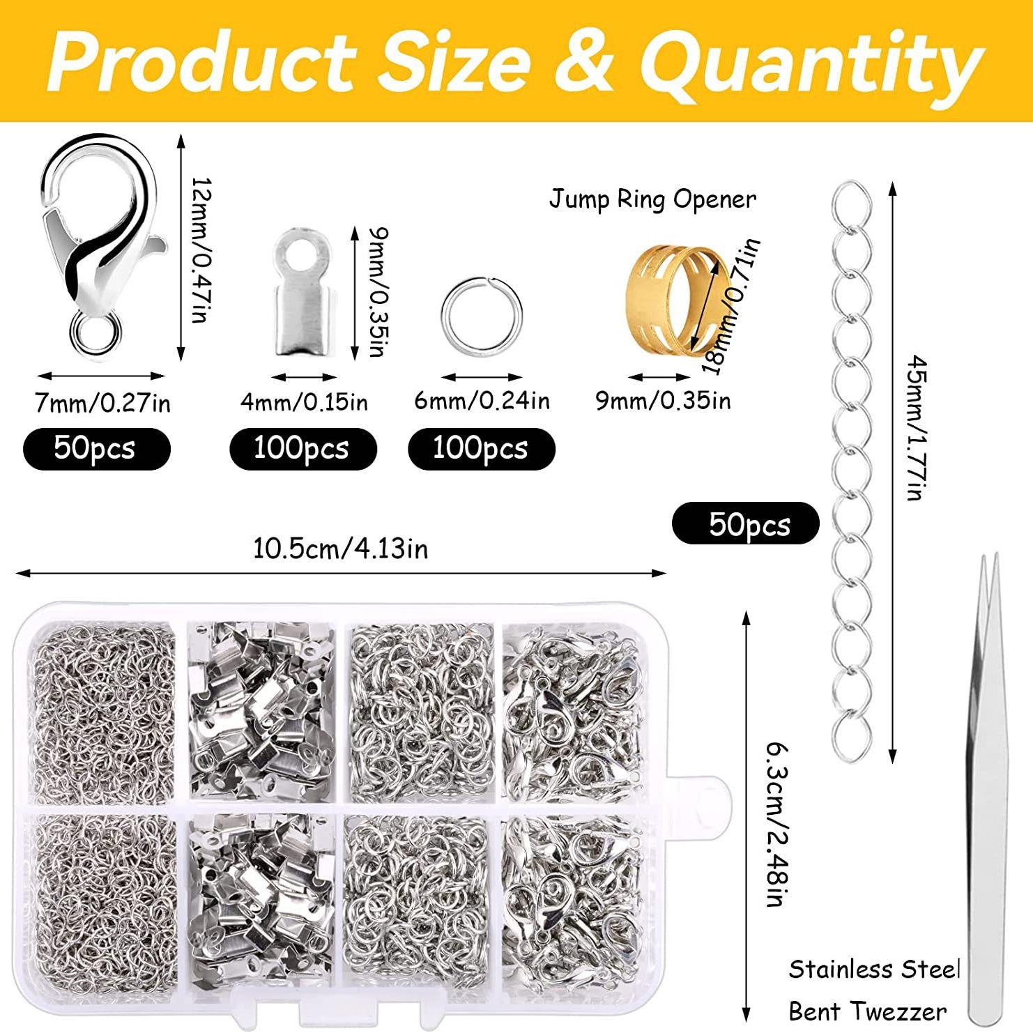 Aleación de zinc langosta hebilla Cadena de extensión anillo abierto clip 8 rejilla caja combinación joyería accesorios DIY