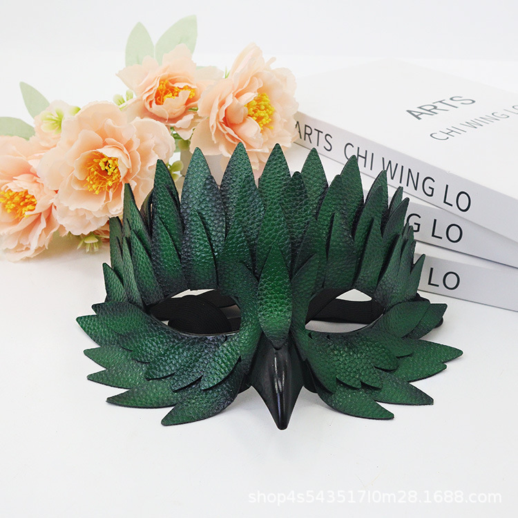 Ventas transfronterizas calientes de alta calidad pico plumas máscaras de mitad de cara búho máscaras Halloween party cos accesorios de vestuario