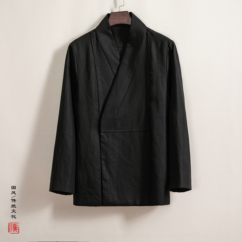 Spring New Style Chinese-Style Men's Clothing with Improved Diagonal Collar, New Chinese-Style Han Elements, Hanfu Jacket, Linen Men's Robe Spring New Style Chinese-Style Men's Clothing with Improved Diagonal Collar, New Chinese-Style Han Elements, Hanfu Jacket, Linen Men's Robe