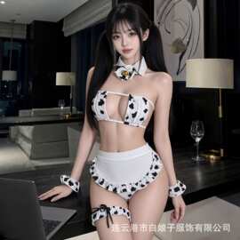 日系少女三点式内衣奶牛小胸情趣内衣可爱纯欲风套装俏皮可爱制服
